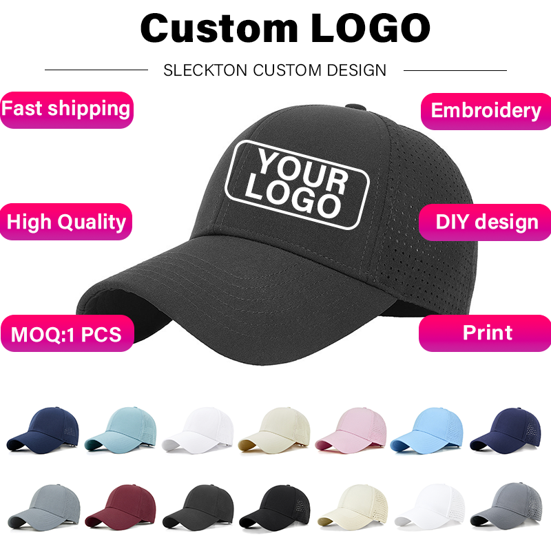 Embroidery Design Logo - カスタムロゴ刺繍入り速乾性野球帽 メンズ レディース DIYデザイン レジャー＆通気性抜群 帽子