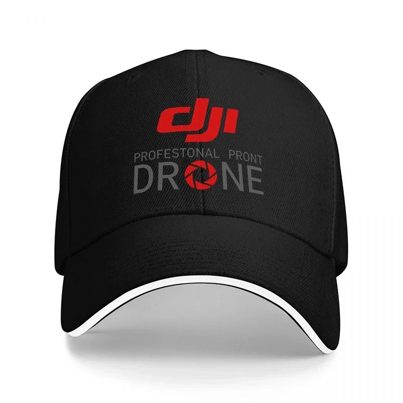 Embroidery Design Logo - 新しいDJIプロフェッショナルドローンロゴ入り野球帽（黒地に赤とグレーの刺繍デザイン）ドローン愛好家やテクノロジー愛好家向け