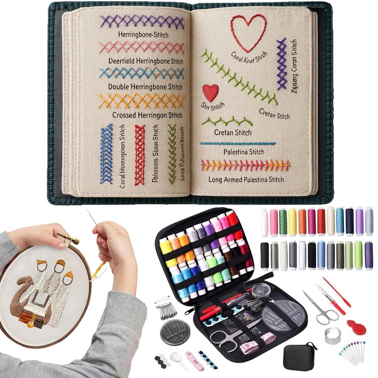 Embroidery Meaning - 初心者向け刺繍ブック 106 パターン ポータブル教育チュートリアル 縫製ツール 大人