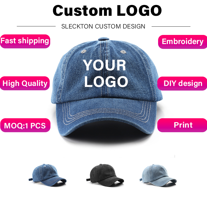 Embroidery Design Logo - Sleckton-男性と女性のためのカスタムロゴ付き野球帽,刺繍入りサマーハット,DIYブランドデザイン,卸売