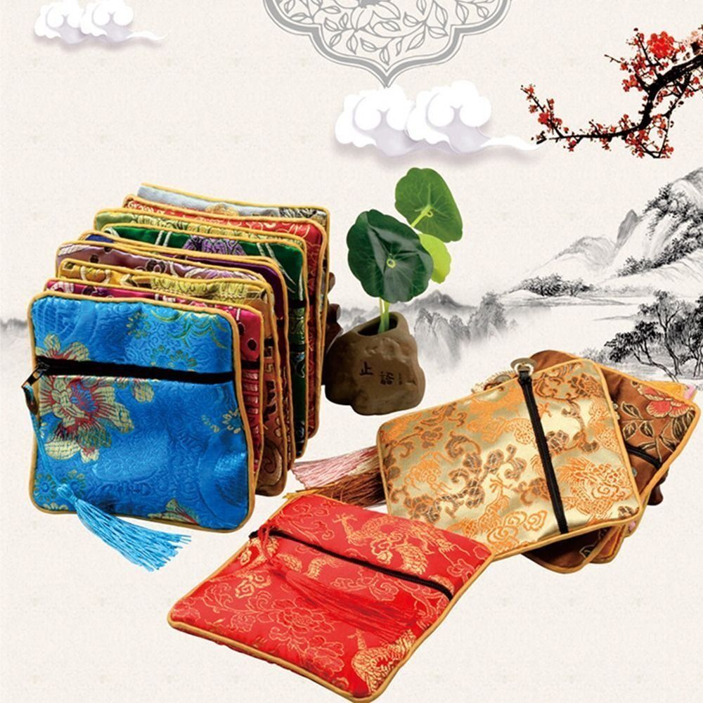 Embroidery Bag - 高品質な布製ジュエリーオーガナイザー、刺繍入り、小物用ジュエリー収納バッグ、中国風コインケース。