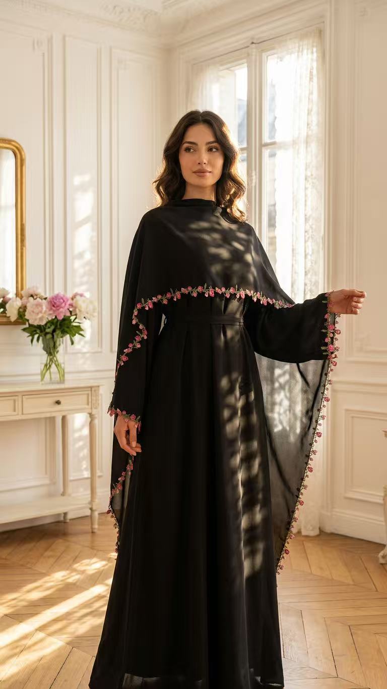 エレガントな刺繍アバヤヒジャブドレス、ムスリム女性用セット、 - Embroidery Kebaya のレビューと価格