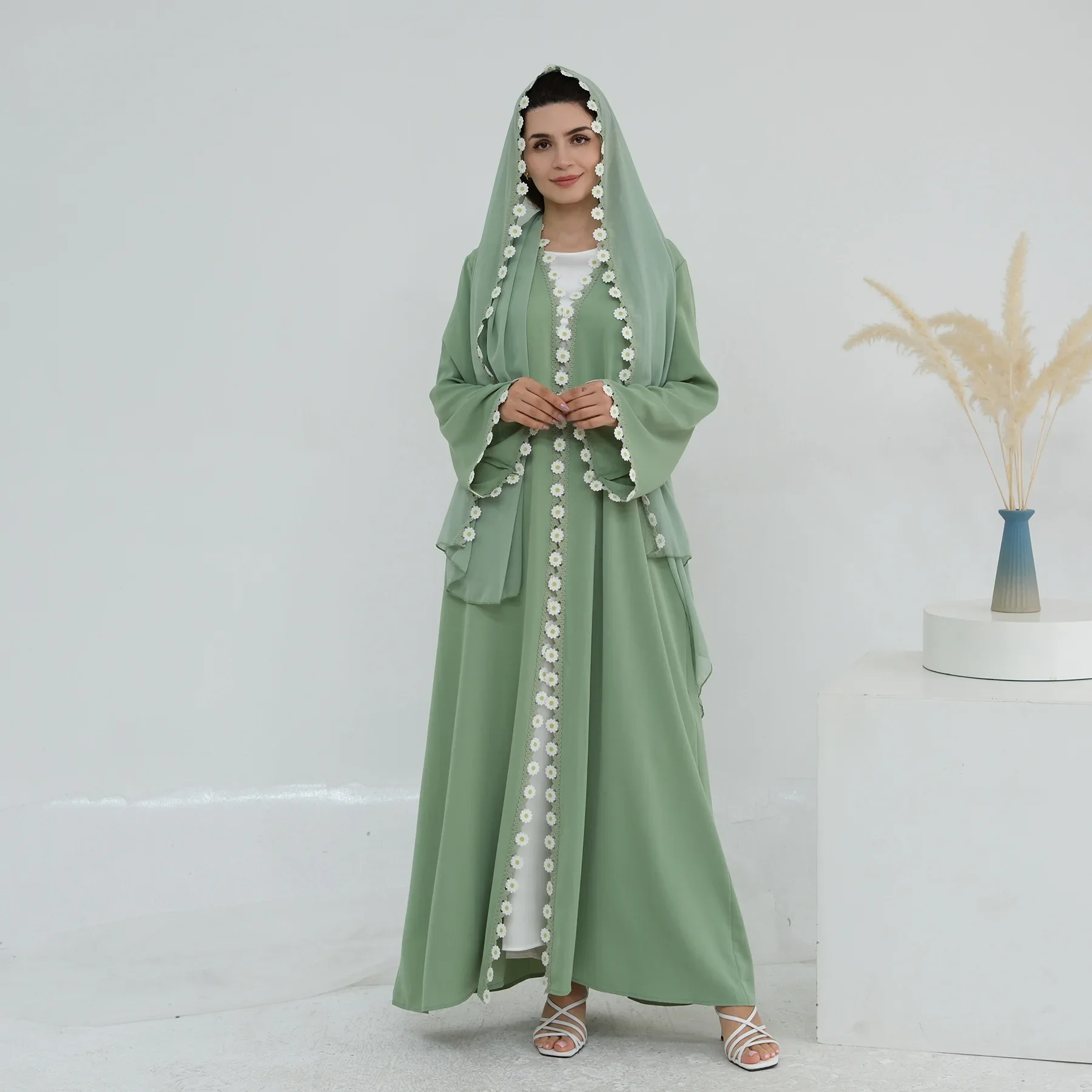 フラワードバイアバヤトルコカフタン女性用ドレスムスリムパーテ - Embroidery Kebaya のレビューと価格