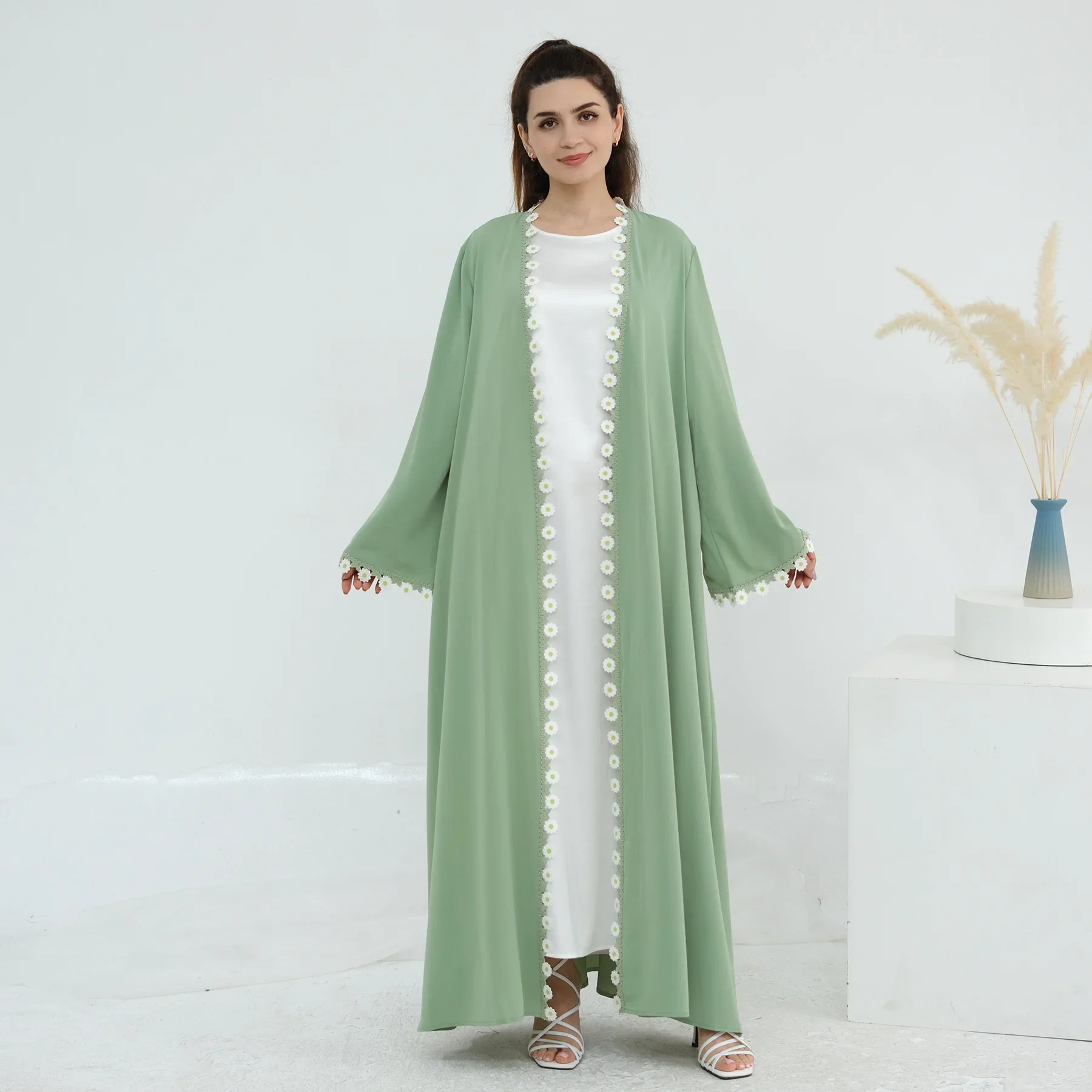 フラワードバイアバヤトルコカフタン女性用ドレスムスリムパーテ - Embroidery Kebaya のレビューと価格