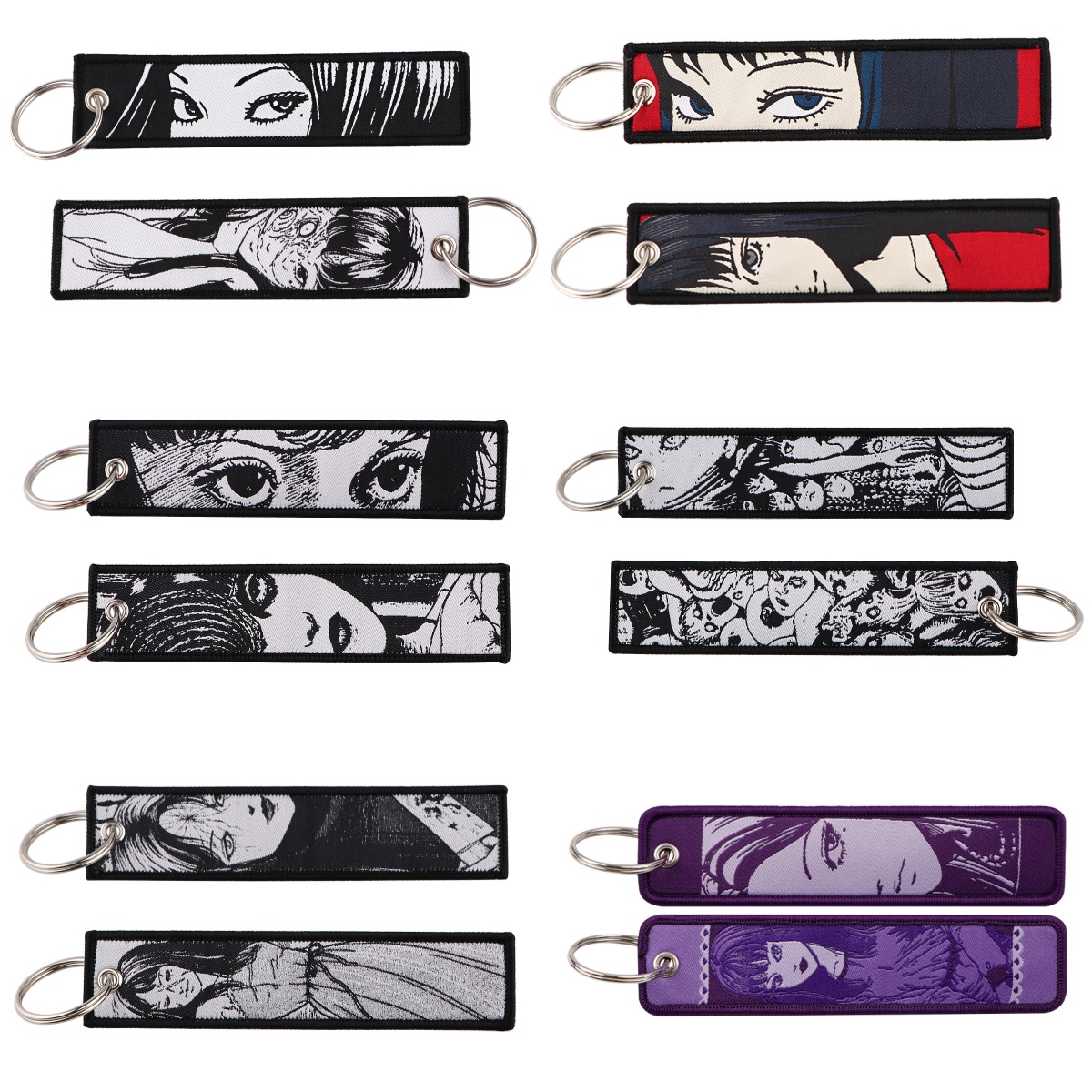 レトロホラーレディーの漫画刺繍キーホルダー 1個 ダークスタ - Embroidery Bag のレビューと価格