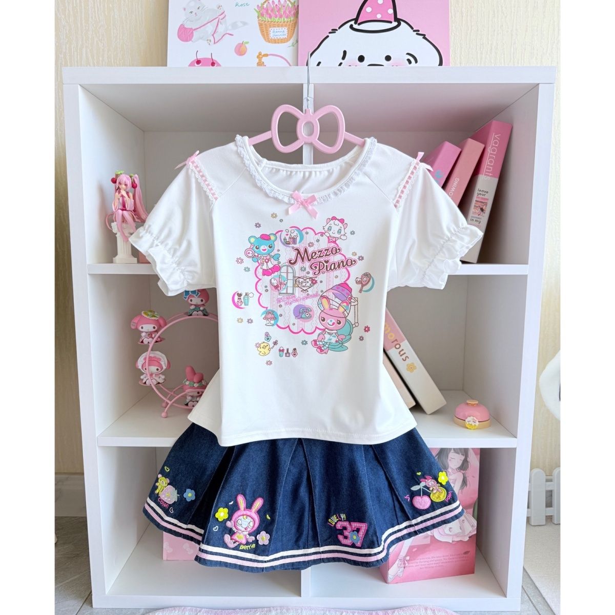 和菓子スカートセット 夏新作 漫画MPプリント半袖Tシャツ＋ - Embroidery Cotton Shirt のレビューと価格