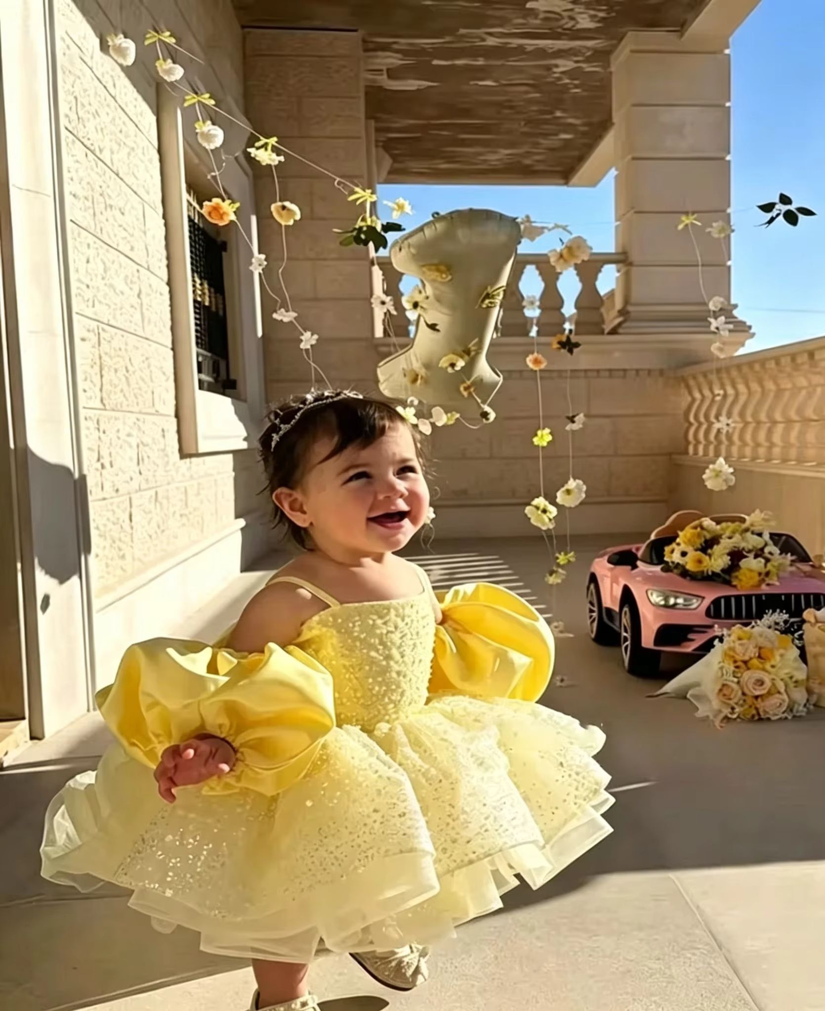 かわいい黄色のフラワーガールドレス結婚式用スパンコールふわふ - Embroidery Yellow Dress のレビューと価格