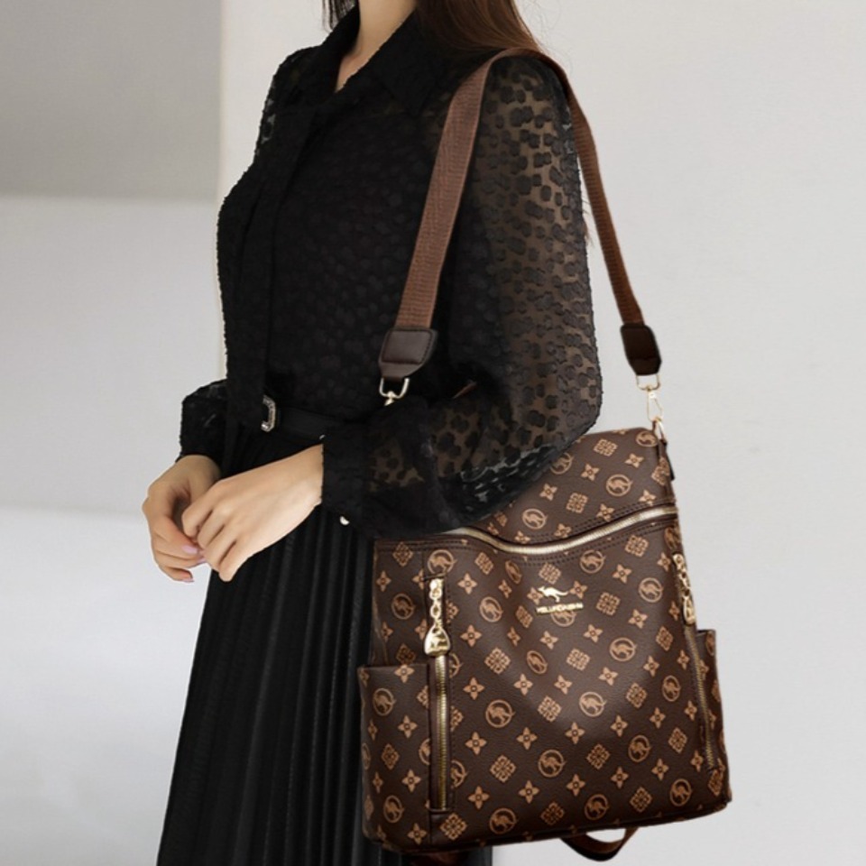 本物のブランドの女性のソフトレザーバックパックスクールブック - Embroidery Design Logo のレビューと価格