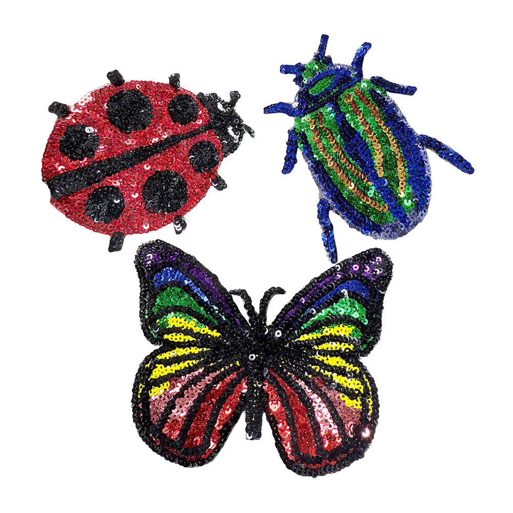 ワンピース テントウムシ 蝶 スパンコール刺繍ワッペン、衣類 - Embroidery Lady Bug のレビューと価格
