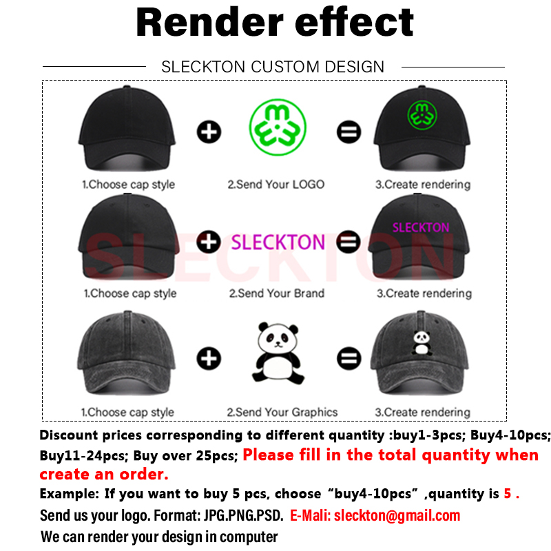 SLECKTON カスタム刺繍ロゴつば広野球帽大きな頭囲ブラ - Embroidery Design Logo のレビューと価格