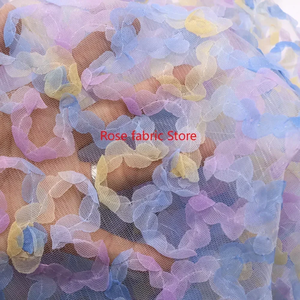 グラデーションシフォンローズクロシェレース生地、レインボーシ - Embroidery Rose のレビューと価格
