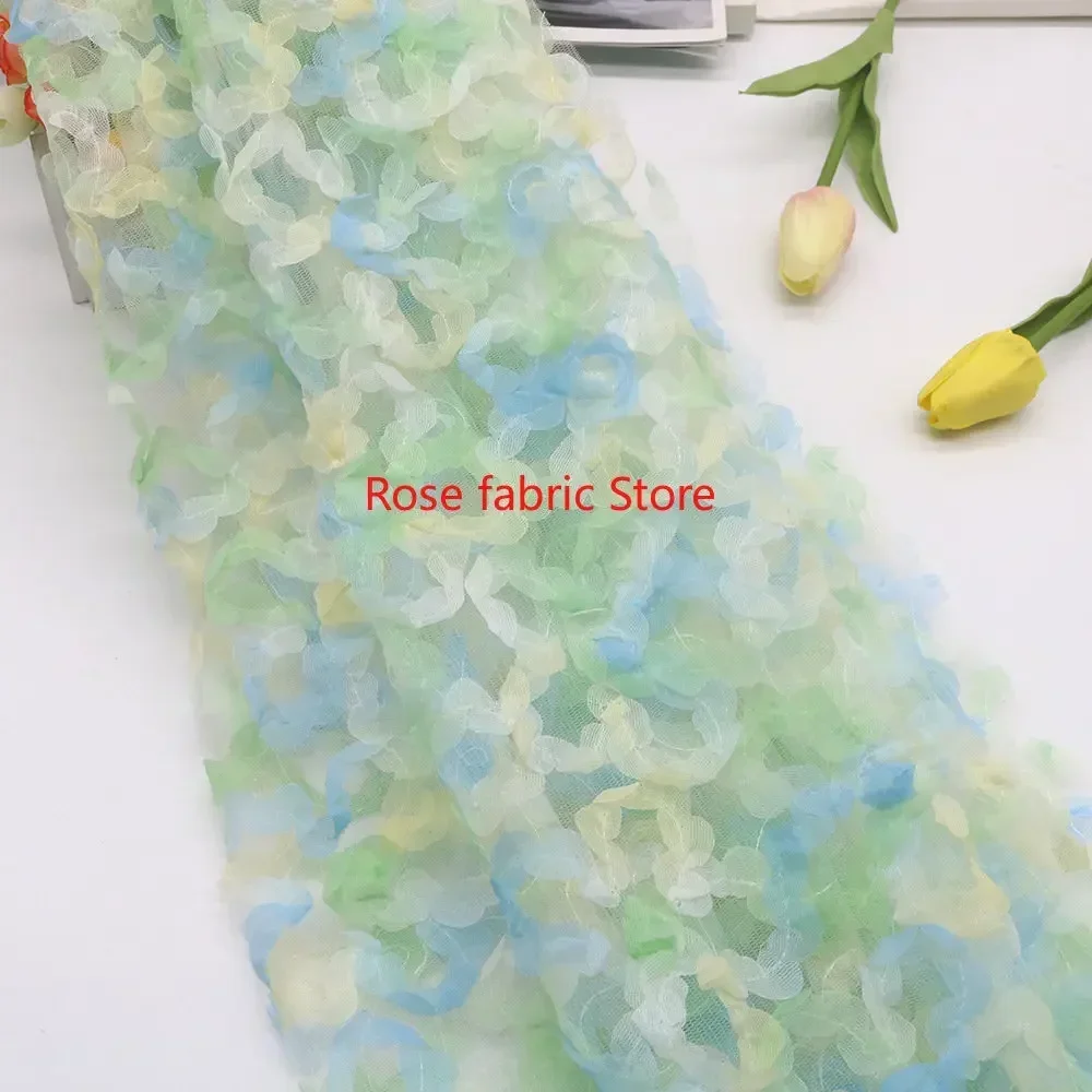 グラデーションシフォンローズクロシェレース生地、レインボーシ - Embroidery Rose のレビューと価格