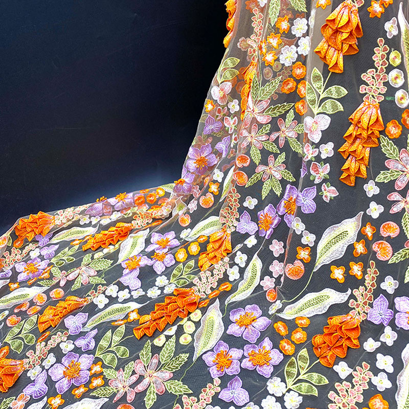 高密度黄色風鈴ハンドネイルフラワー 3D カラフルな刺繍ハイ - Embroidery Yellow Dress のレビューと価格