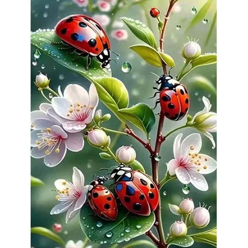 フレームレス、5Dダイヤモンドペインティング、てんとう虫モザ - Embroidery Lady Bug のレビューと価格