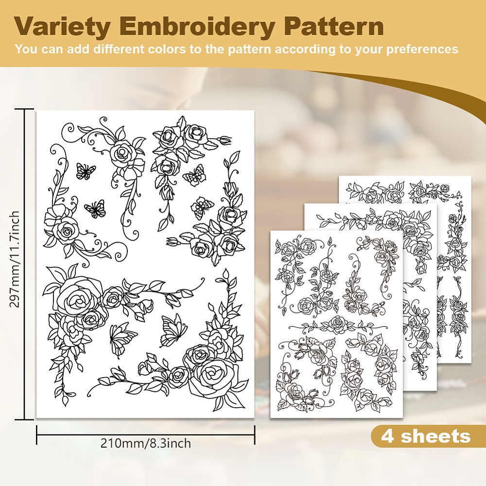 38個入り ローズ柄レース 4枚セット 水溶性刺繍パターン用 - Embroidery Rose のレビューと価格