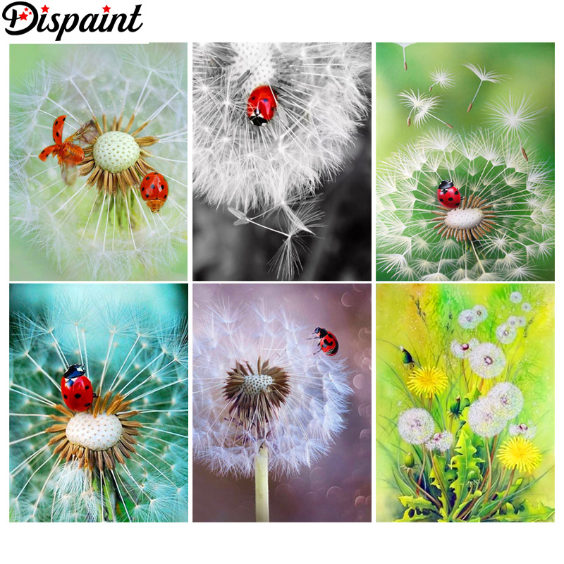 Dispaint DIY ダイヤモンド絵画「タンポポてんとう - Embroidery Lady Bug のレビューと価格