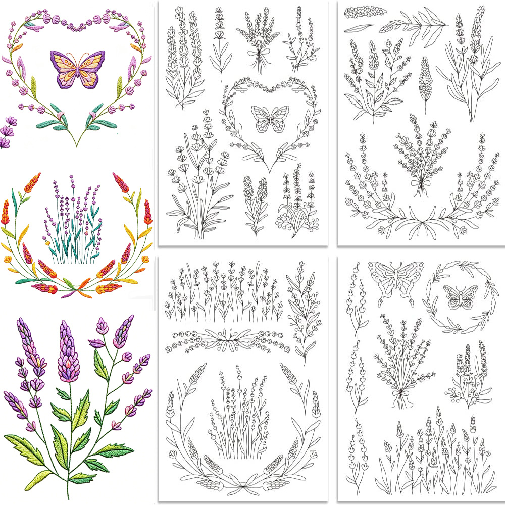 ラベンダーフラワーバタフライ水溶性スティック＆ステッチ刺繍パ - Embroidery Meaning のレビューと価格