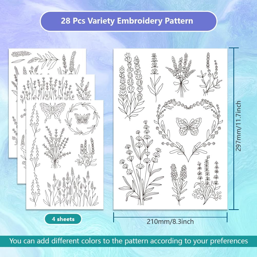 ラベンダーフラワーバタフライ水溶性スティック＆ステッチ刺繍パ - Embroidery Meaning のレビューと価格
