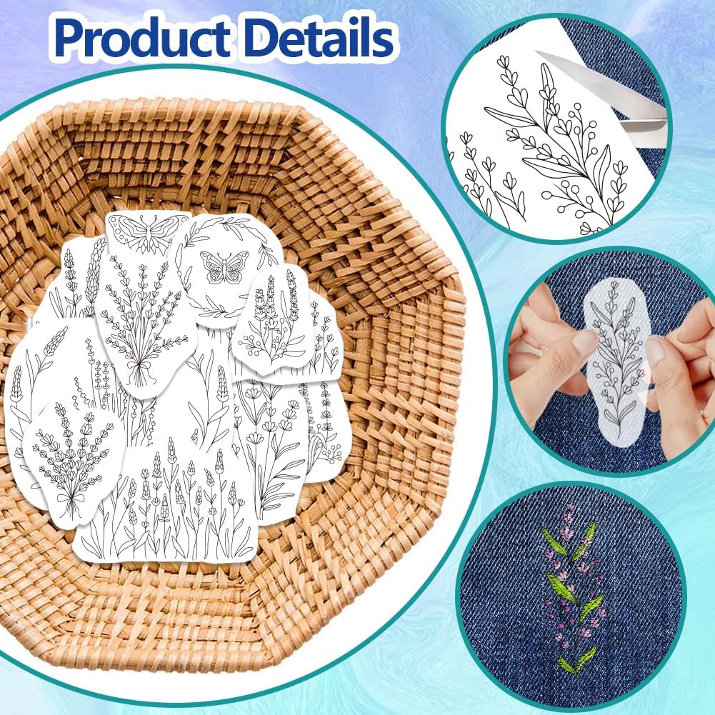 ラベンダーフラワーバタフライ水溶性スティック＆ステッチ刺繍パ - Embroidery Meaning のレビューと価格