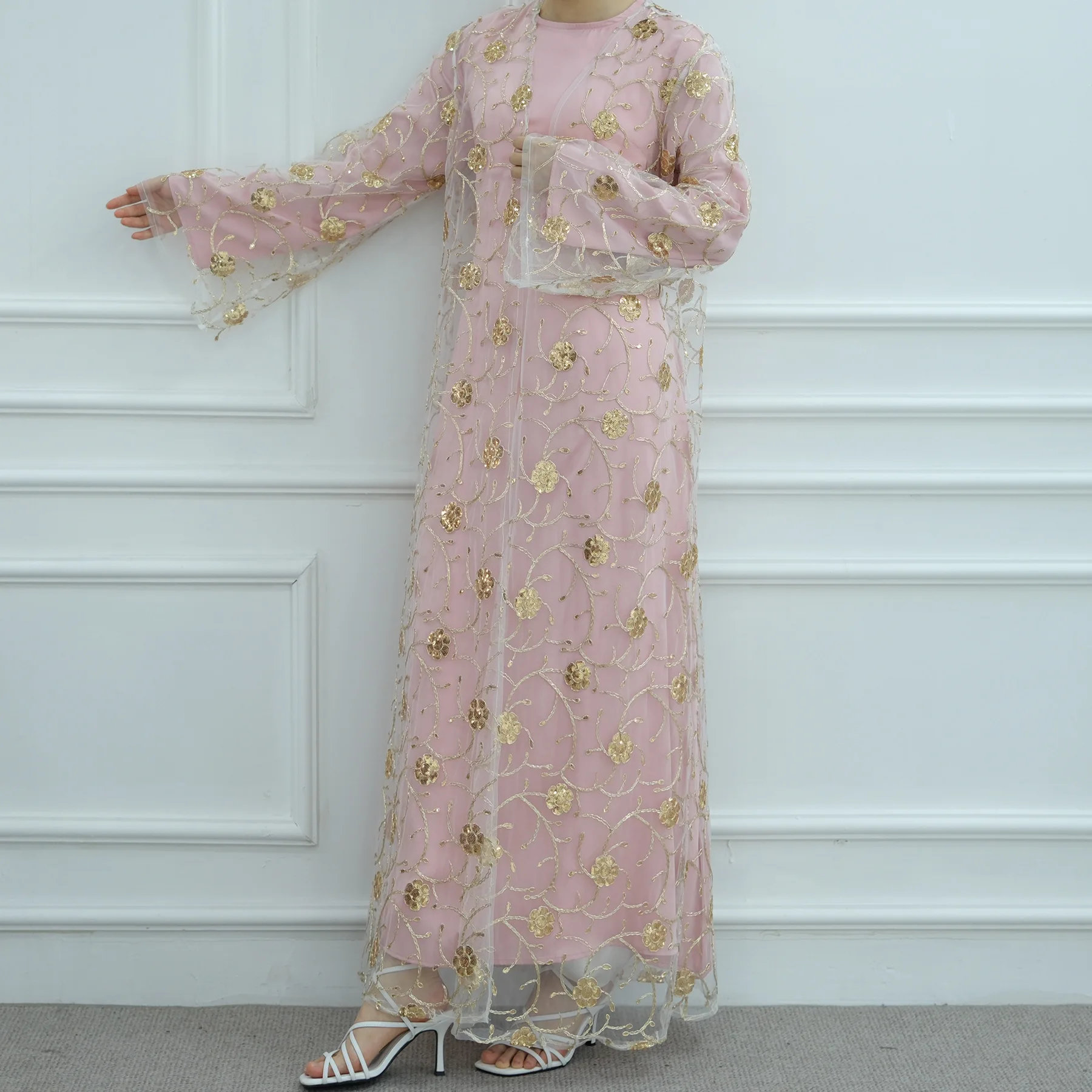 ムスリムメッシュ着物カーディガンスパンコール刺繍アバヤ ドバ - Embroidery Kebaya のレビューと価格