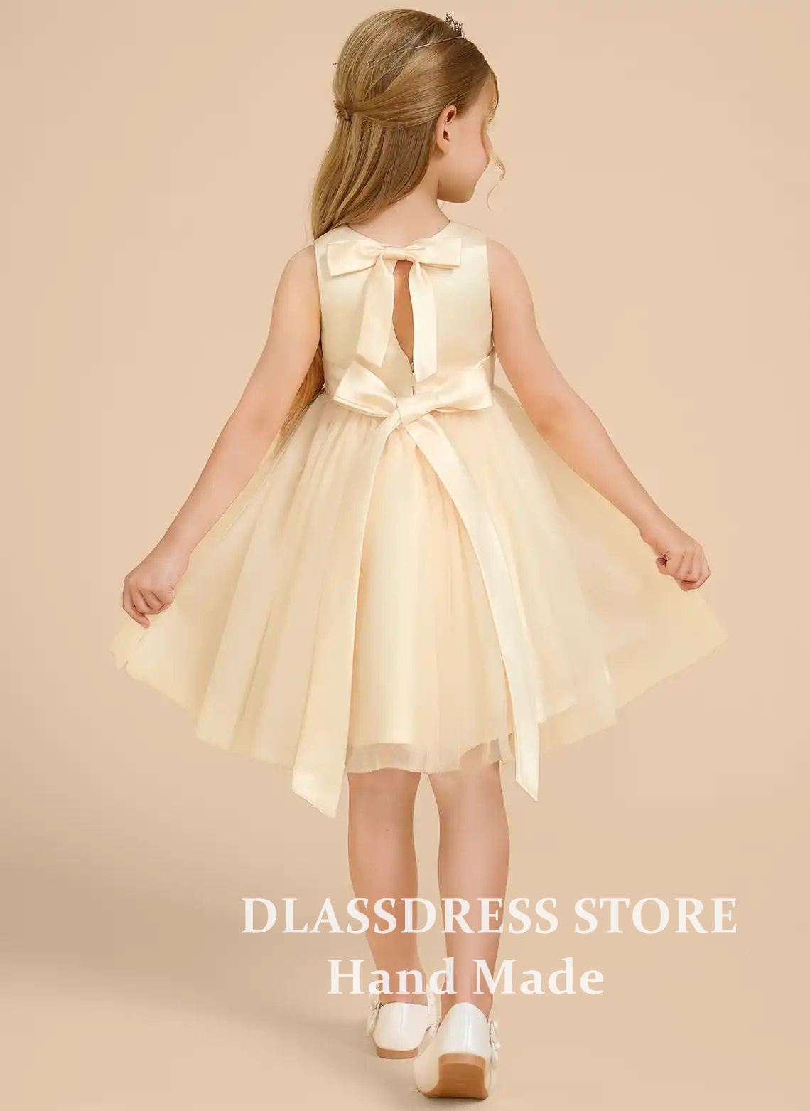 カスタマイズされた黄色のチュールフラワーガールドレス、リボン - Embroidery Yellow Dress のレビューと価格