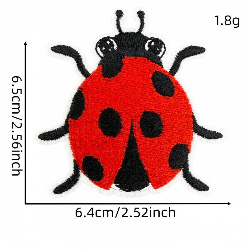 クリエイティブで可愛らしい漫画風の昆虫モチーフの刺繍ワッペン - Embroidery Lady Bug のレビューと価格