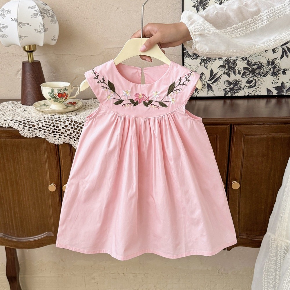2-7歳韓国版夏の新しい女の子カジュアルドレスピンクイエロー - Embroidery Yellow Dress のレビューと価格