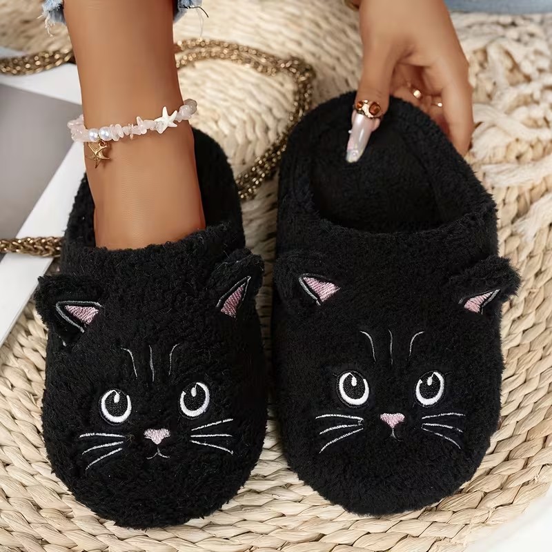 猫の刺繍が施された、男女兼用で暖かく、静かで、柔らかい室内用 - Embroidery Garments のレビューと価格
